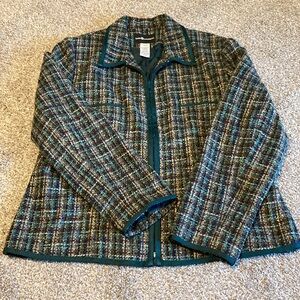 Sag Harbor plaid blazer, size 16, brown and green
